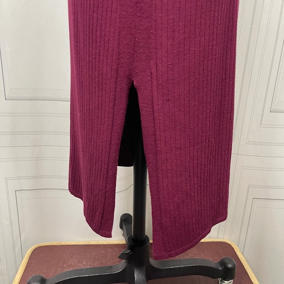 NWT Banana Republic Petite XS Ribbed Knit Midi Dress Burgundy Long Sleeve‎ - Picture 5 of 12